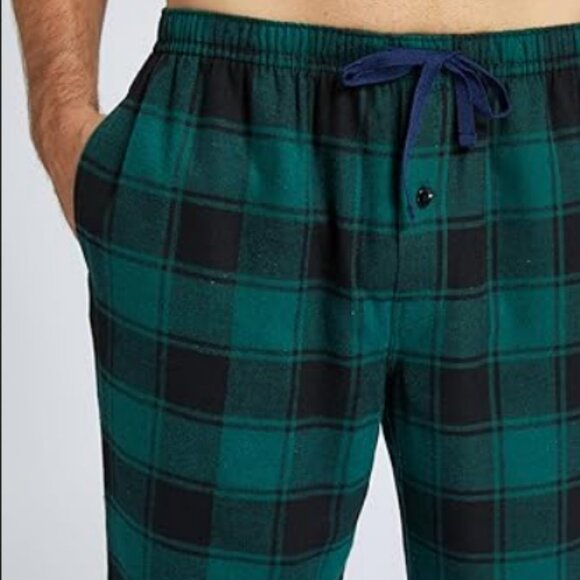 Mens Pajama Pants Flannel Cotton Plaid Sleep Lounge Size XL Pockets Button Fly - Picture 3 of 4